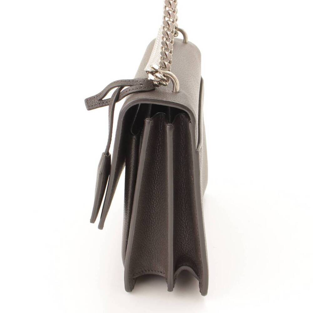 Saint Laurent Monogram Sunset Bag Leather Chain Gray